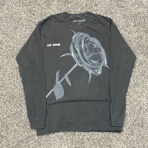 Pop Smoke Merch Long Sleeve Shirt Silver Rose Graphic Faded Black Mens M 2020